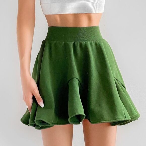 Urban Outfitters UO Out From Under Green Pleated Lounge Skater Mini Skirt XS - Picture 1 of 8